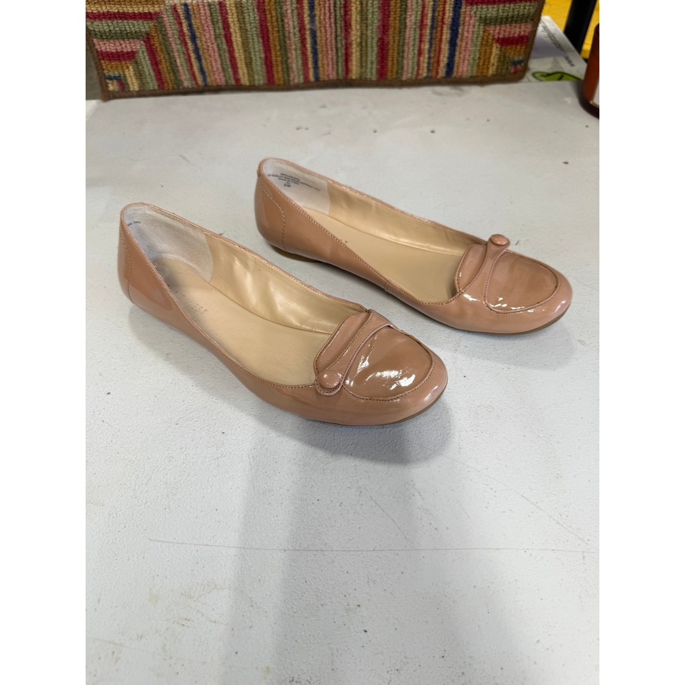 Nine West Luxlike Nude Patent Ballet Flats Loafer Button Detail Mens 8M‎